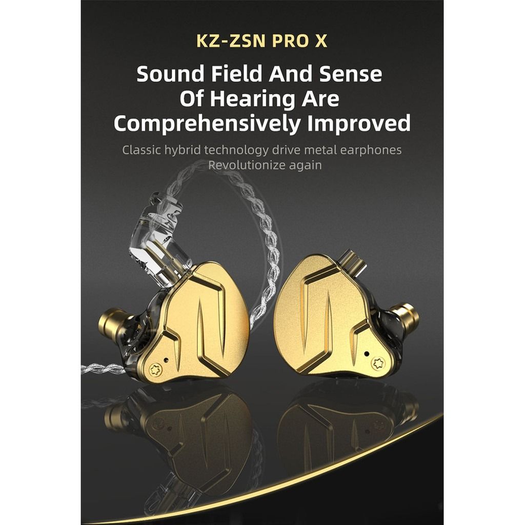 KZ ZSN PRO X 1DD+1BA 0.75mm Gold Plated Pin 3.5mm Plug Type Ear hook  Earphone