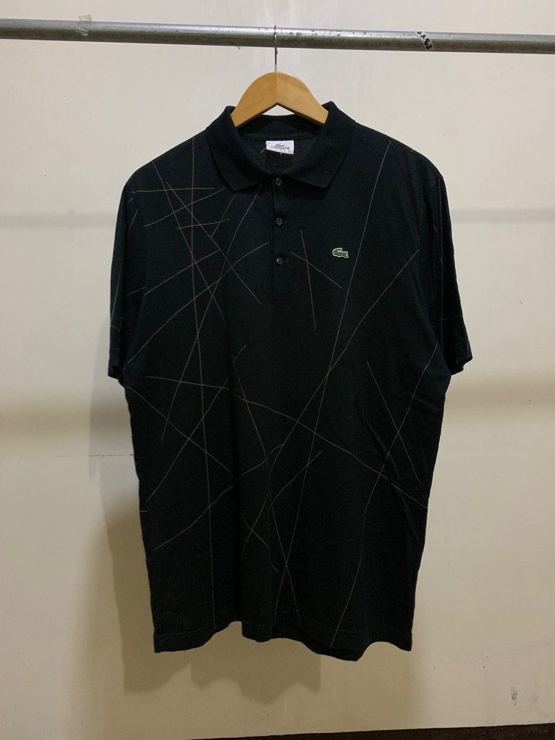 Lacoste Midnight Black with Rumbled Lines, Men's Fashion, Tops & Sets ...