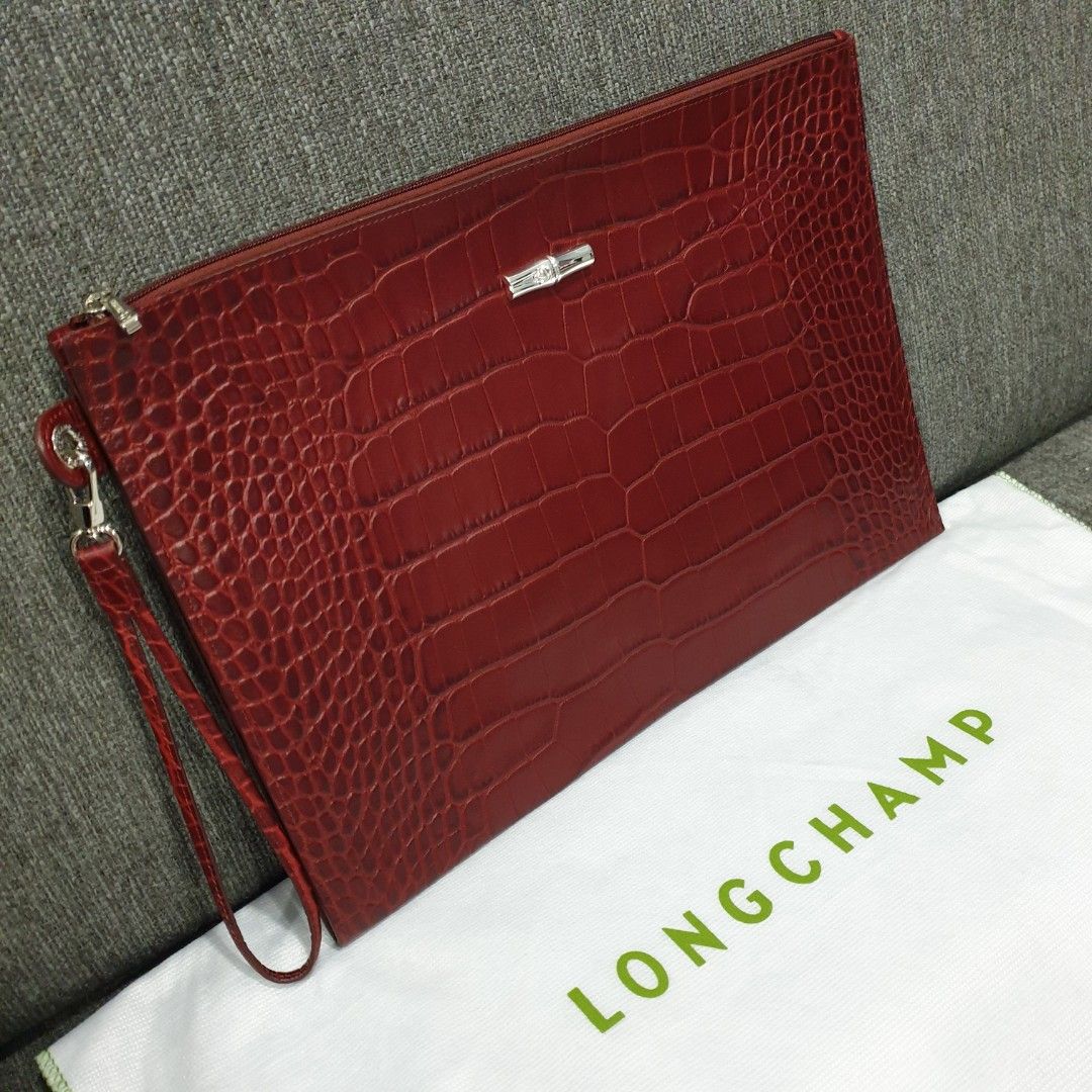 LONGCHAMP Red Leather Clutch Bag