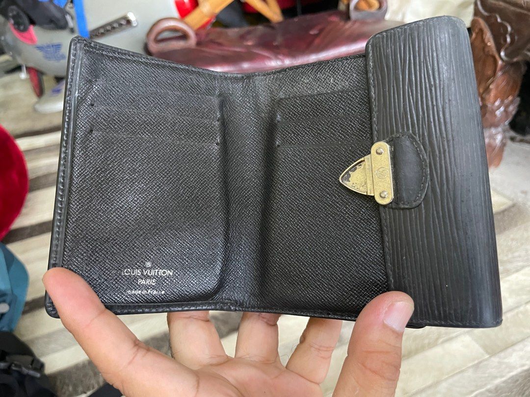 Louis Vuitton Noir Epi Leather Flap Wallet Louis Vuitton