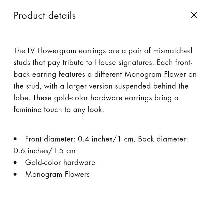 Louis Vuitton earrings Lv Flowergram 耳環(not Chanel and Hermes