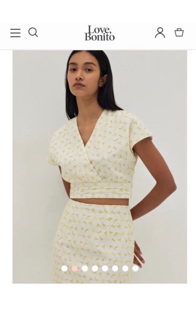 Love Bonito Gloria Broderie Front Wrap Top, Women's Fashion, Tops