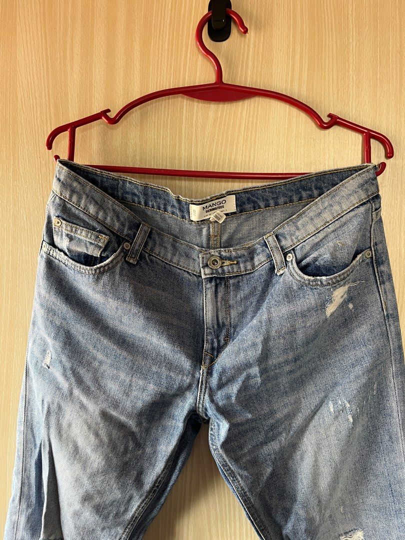 MANGO nancy slim cropped ripped jeans Women s Fashion Bottoms Jeans on Carousell