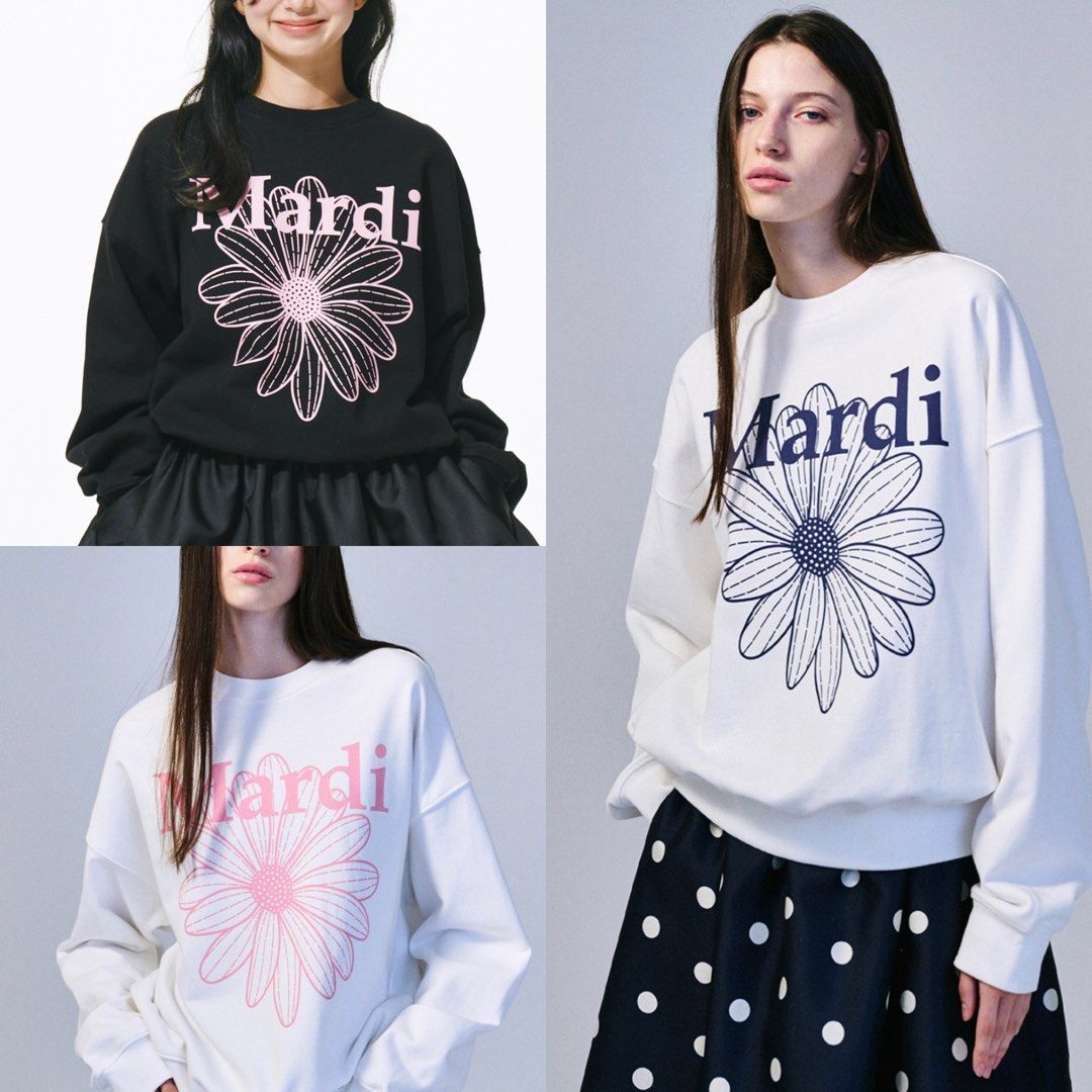 韓國MARDI MERCREDI-SWEATSHIRT FLOWERMARDI, 女裝, 上衣, 其他上衣