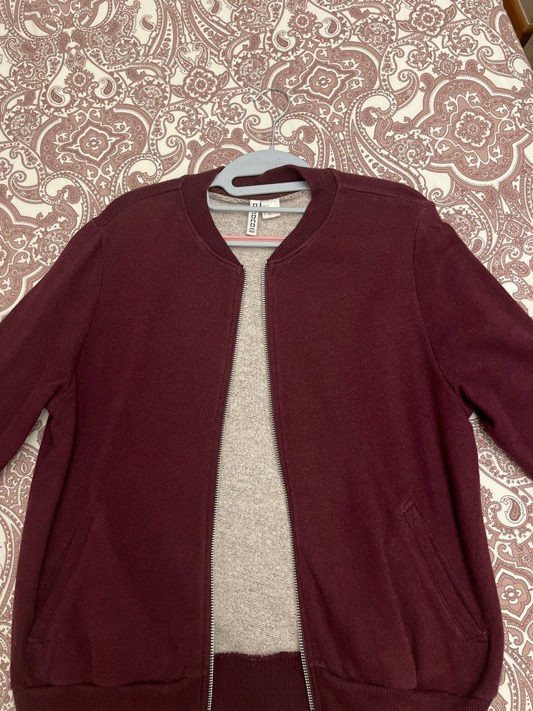 Maroon Cotton Bomber Jacket Women s Fashion Coats Jackets and