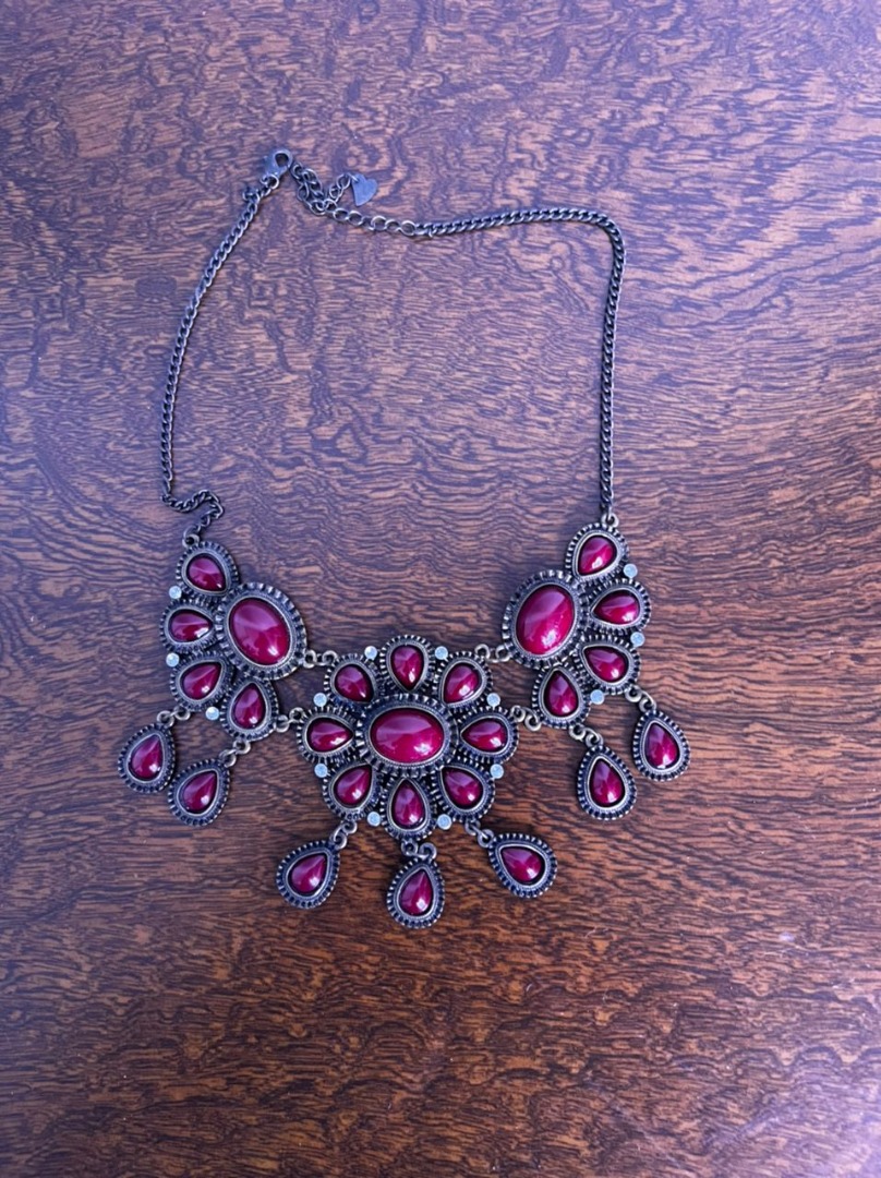 Maroon Stone Statement Necklace Women s Fashion Jewelry