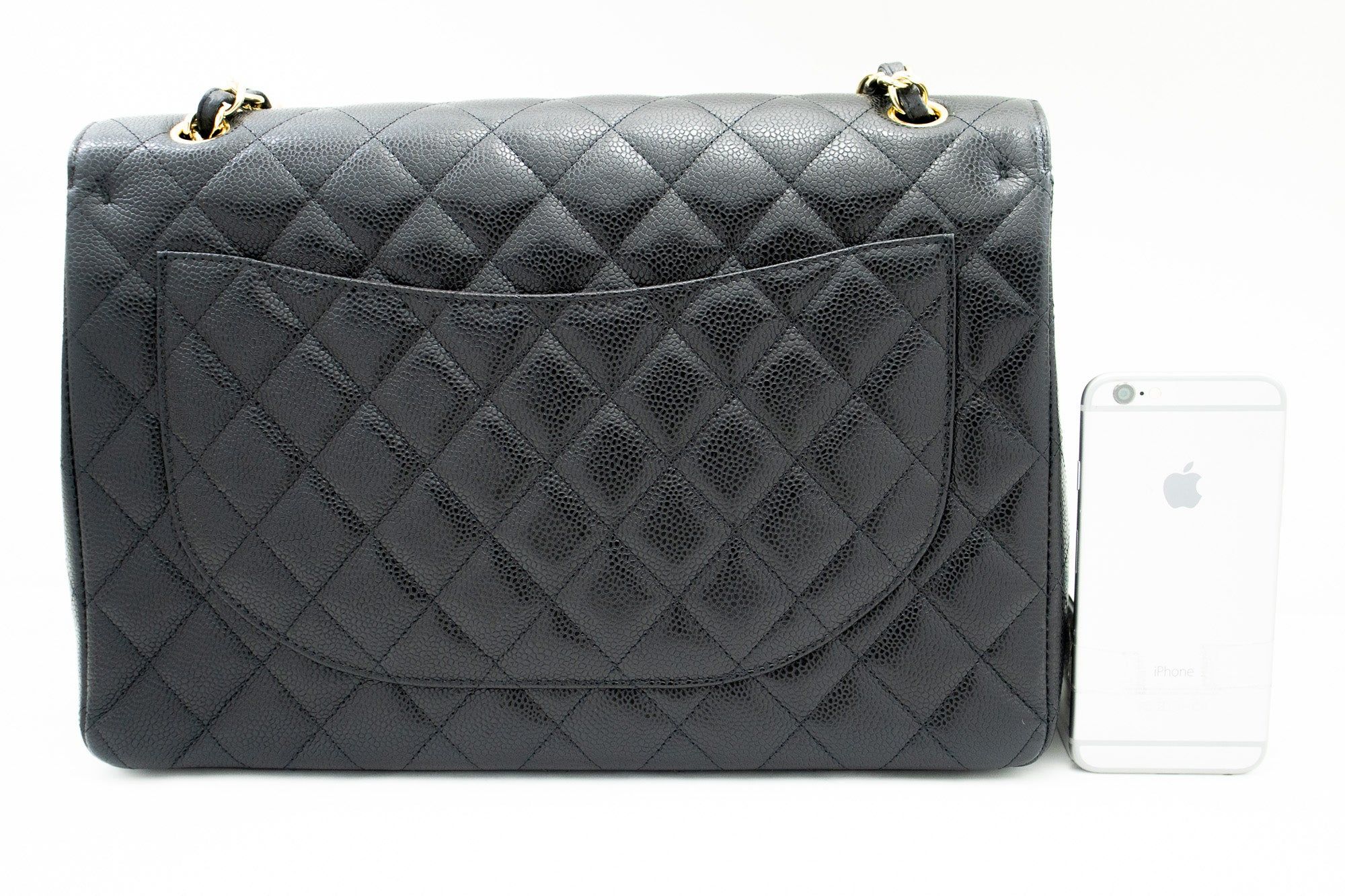 Maxi Classic Handbag Shoulder Bag in Calfskin N A Hardware Black