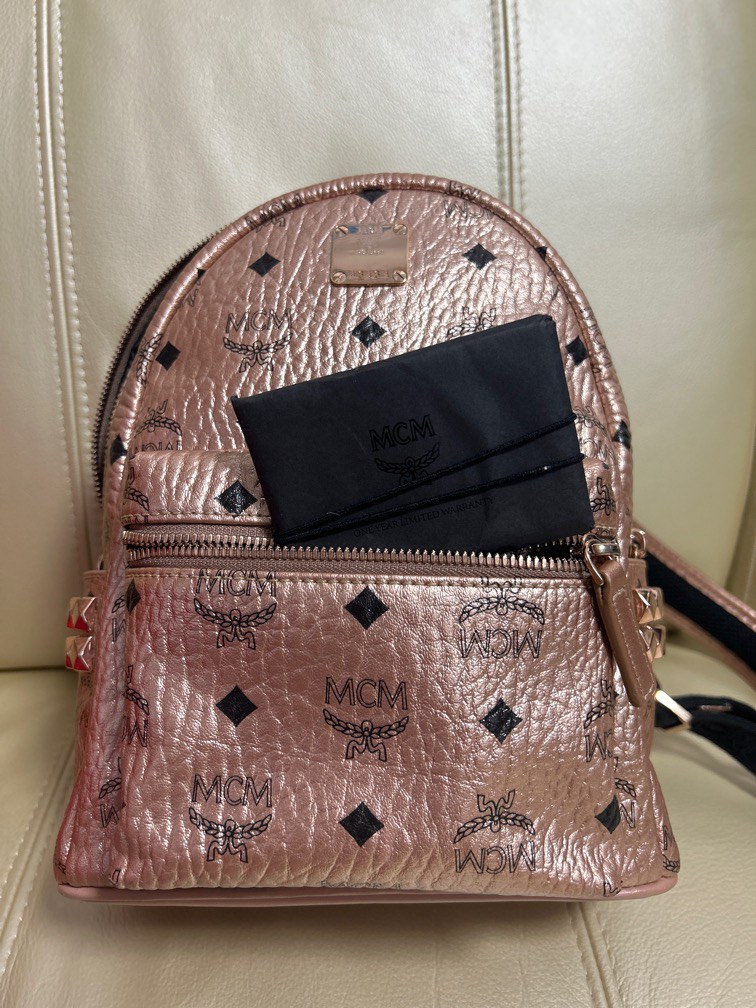 Mcm backpack new arrivals rose gold