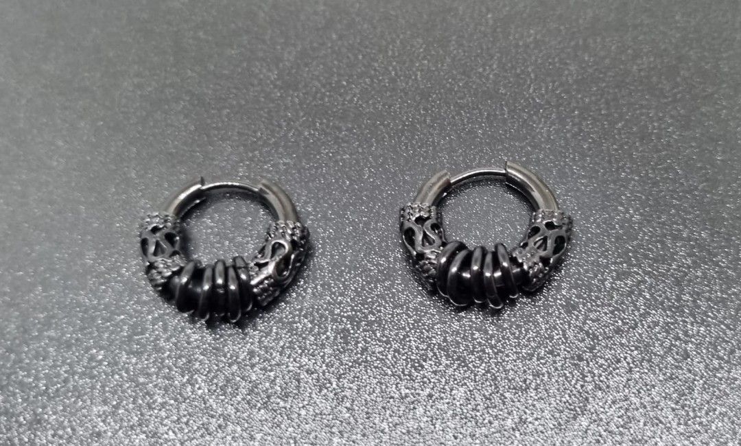 Mens black stainless best sale steel earrings