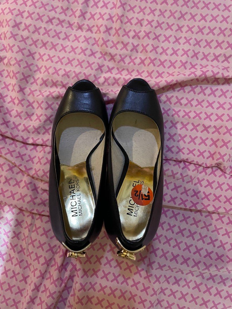 Michael kors black open toe heels deals