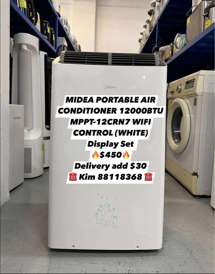 MIDEA PORTABLE AIR CONDITIONER 12000BTU MPPT-12CRN7 WIFI CONTROL (WHITE)  Display Set 🔥$450🔥 Delivery add $30 One week warranty ( ☎️ Kim 88118368  ), TV u0026 Home Appliances, Air Conditioners u0026 Heating on Carousell
