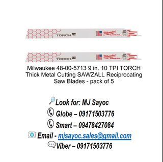 Milwaukee 48-00-5713 9 in. 10 TPI TORCH Thick Metal Cutting SAWZALL Reciprocating Saw Blades - pack of 5