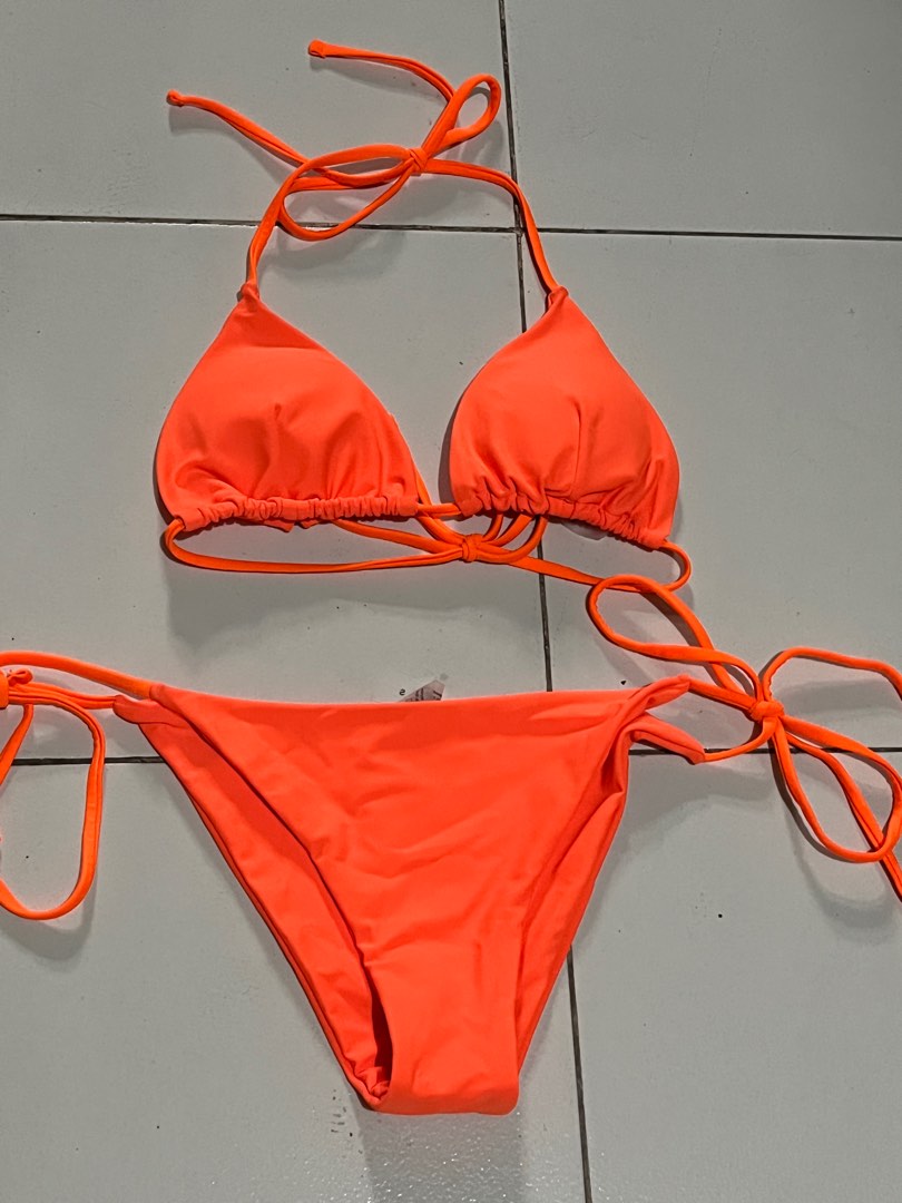 Neon orange bikini set shein on Carousell