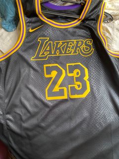 Lebron James Los Angeles Lakers #23 Black Yellow NBA Jersey Shirt Size  Large