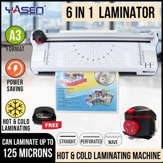 Officom 6 in 1 Hot/Cold Laminator A3/A4/A6 Size w/ Rotary Trimmer, Corner Rounder Laminating Machine