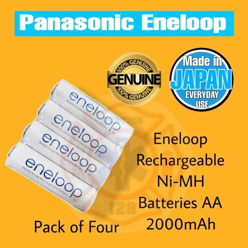 Panasonic Eneloop Rechargeable Battery AA (Category: Batteries & Chargers) located in Quezon City. Submitted by station128 (Listing ID 1250431943, Image 2). Description: Panasonic Eneloop Rechargeable Battery AA Description: - Ready to use - for Multi-use - AA (HR6) 4cells NiMH Rechargeable Battery - Capacity up to 2000mAh - Pre-charged Rechargeable - Recharged up to 2100 times - Low Self-Discharge - Economical and Eco-friendly - Pre-charged with