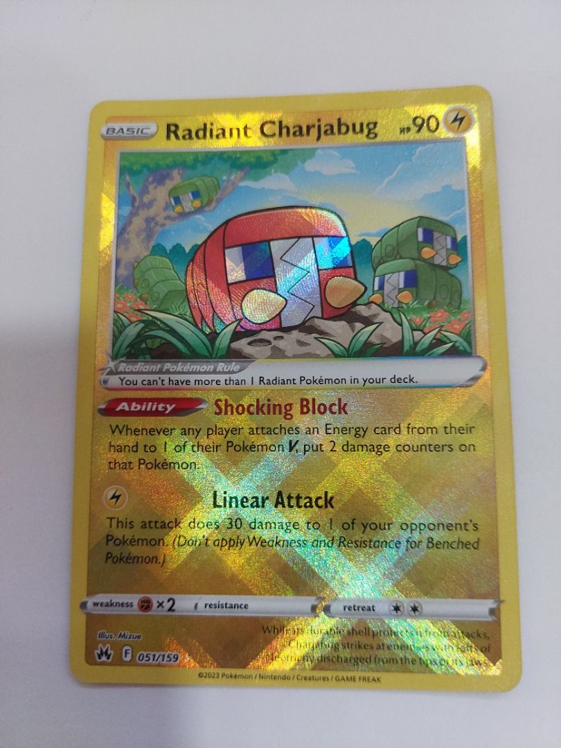 Pokmon SW/SH Crown Zenith Radiant Charjabug 051/159 UR, Hobbies & Toys,  Toys & Games on Carousell