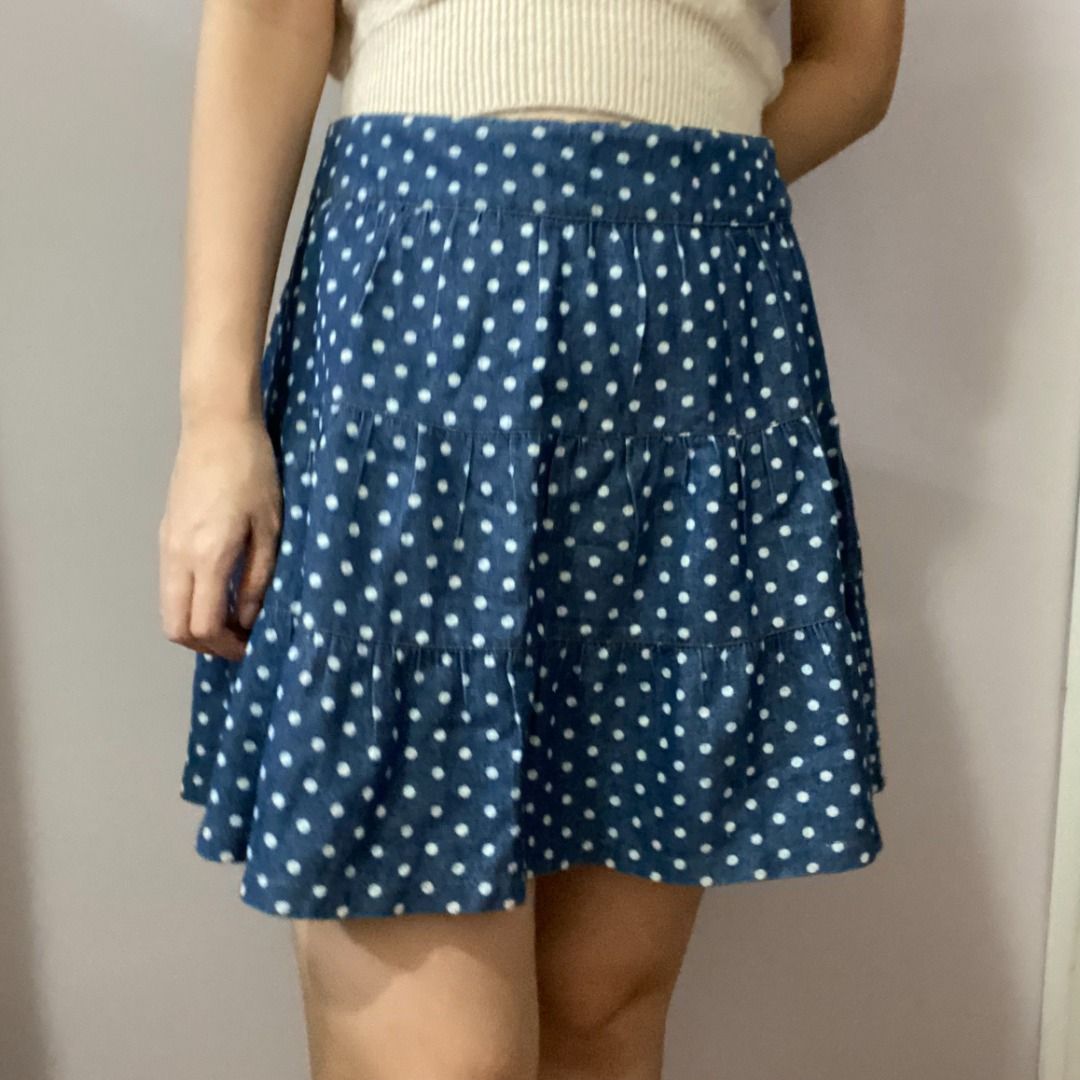 Polka dot on sale denim skirt