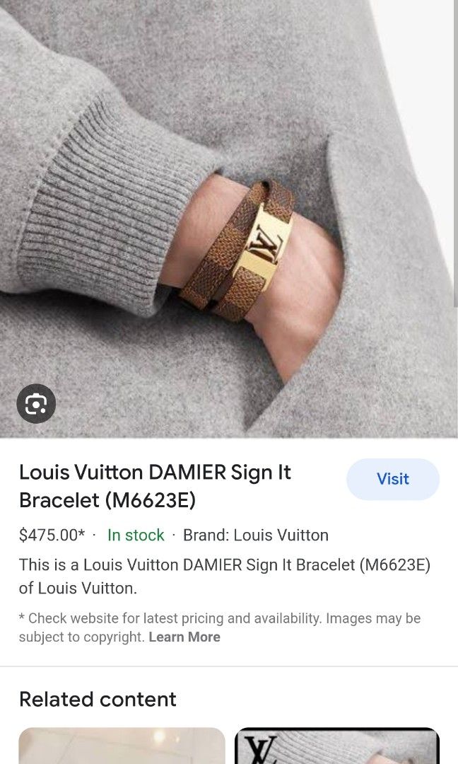 Louis Vuitton DAMIER Sign It Bracelet (M6623E)
