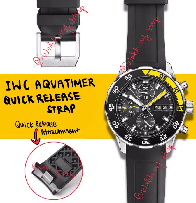 QUICK RELEASE IWC AQUATIMER RUBBER STRAP WITH STAINLESS STEEL BUCKLE