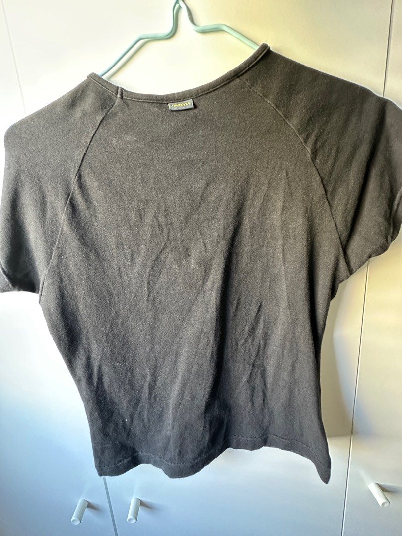 reebok black vintage baby tee crop top shirt Women s Fashion