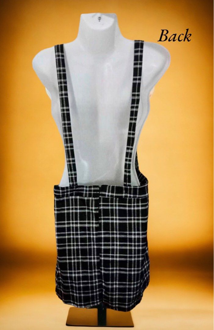 ROSS STORES USA plaid overall pinafore black dress, Women's Fashion, Dresses  & Sets, Dresses on Carousell