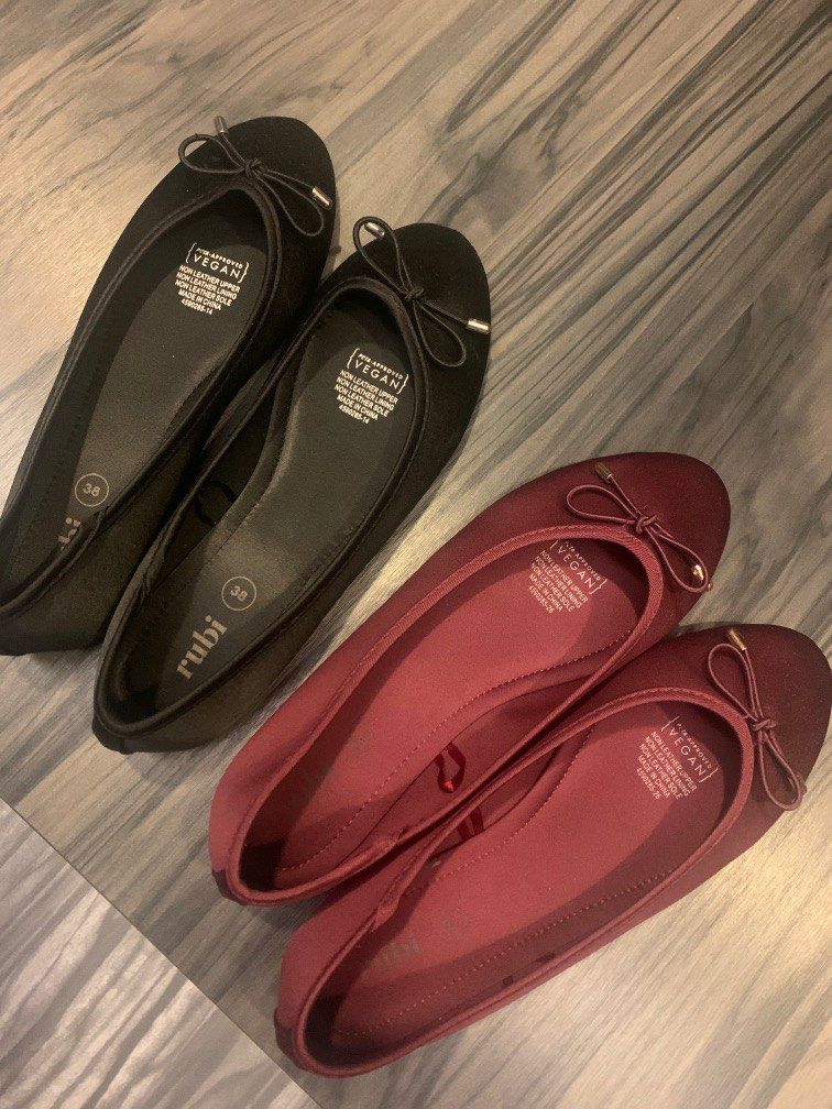 [2 FOR 10] Rubi Ballet Flats in Black/Maroon, Women's Fashion