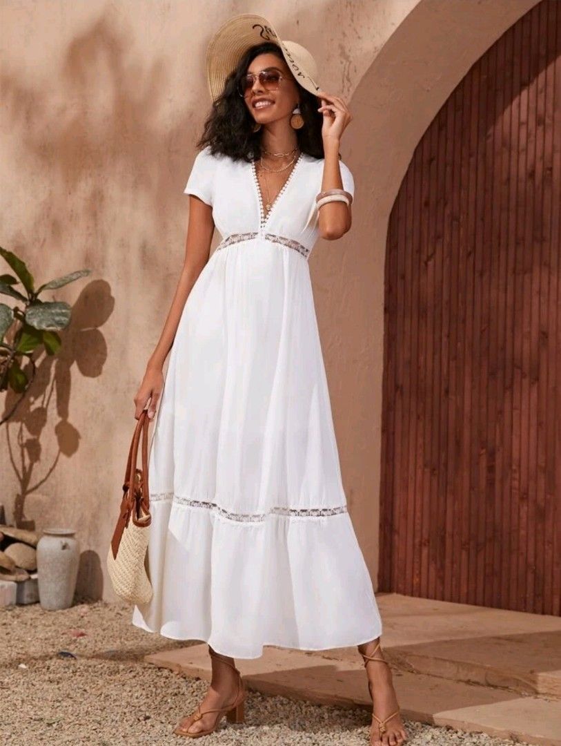 SHEIN White Maxi Boho Dress
