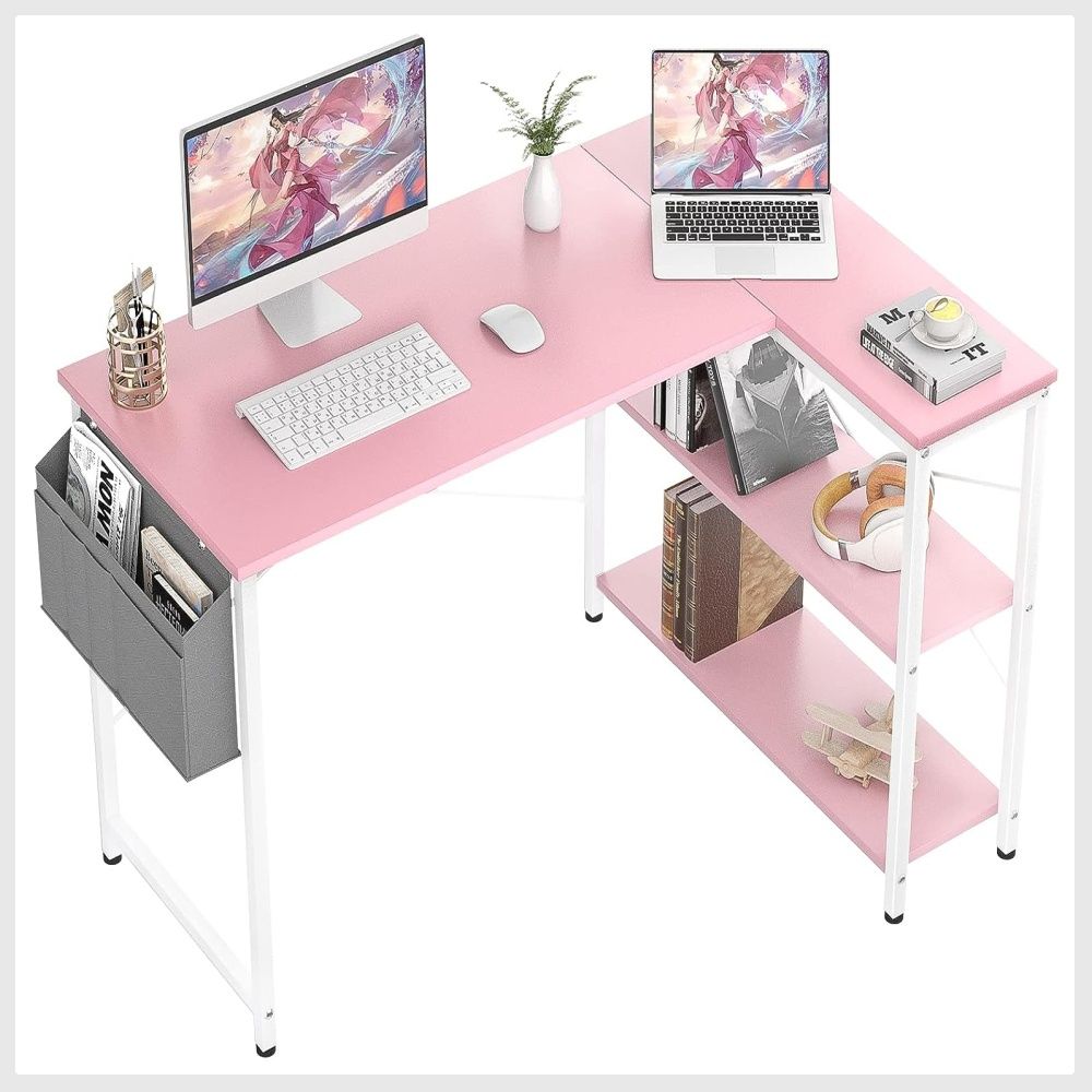 Pink corner sale computer desk