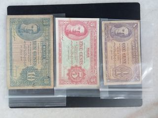Straits settlement bank note 1cent,5cent,10cent ste