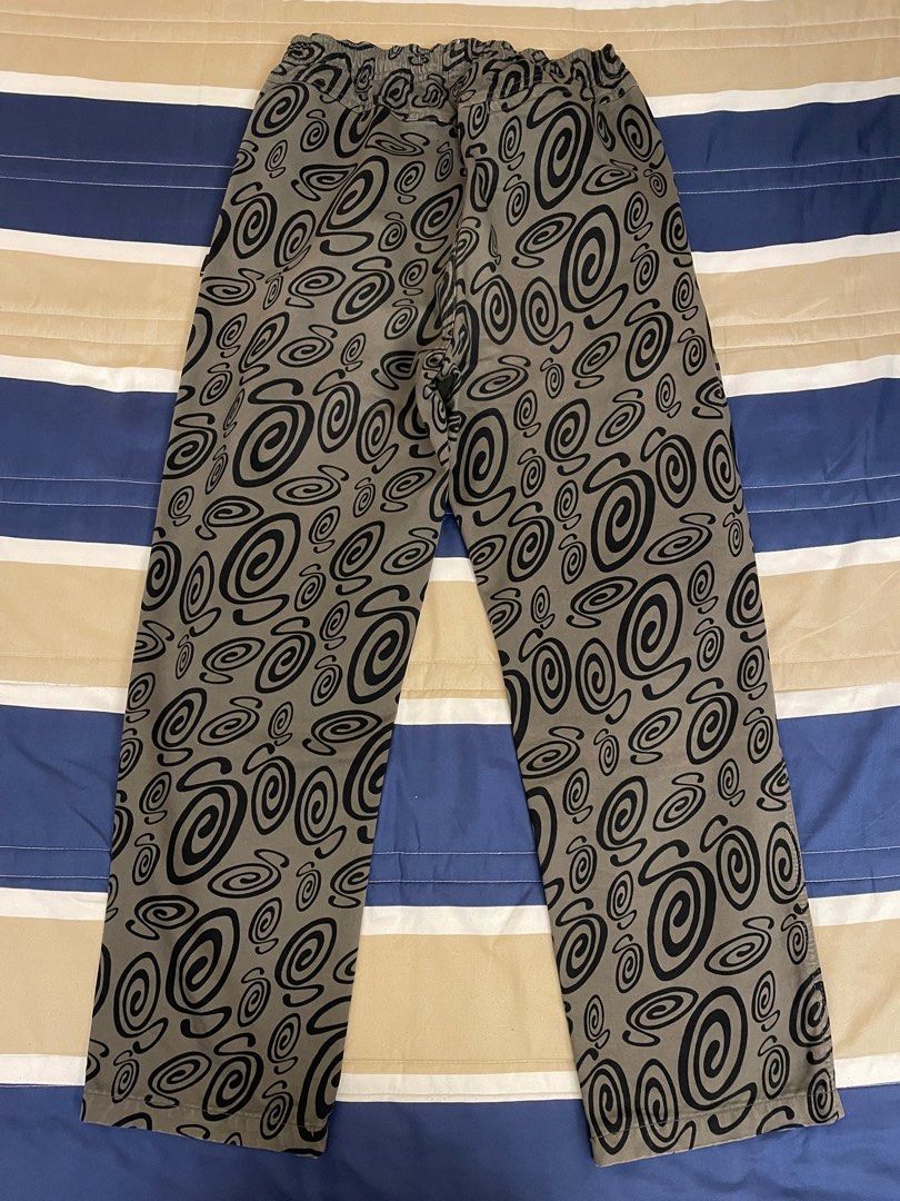 Stussy 22SS/SWIRLY S BEACH PANT 滿版logo長褲, 他的時尚, 褲子