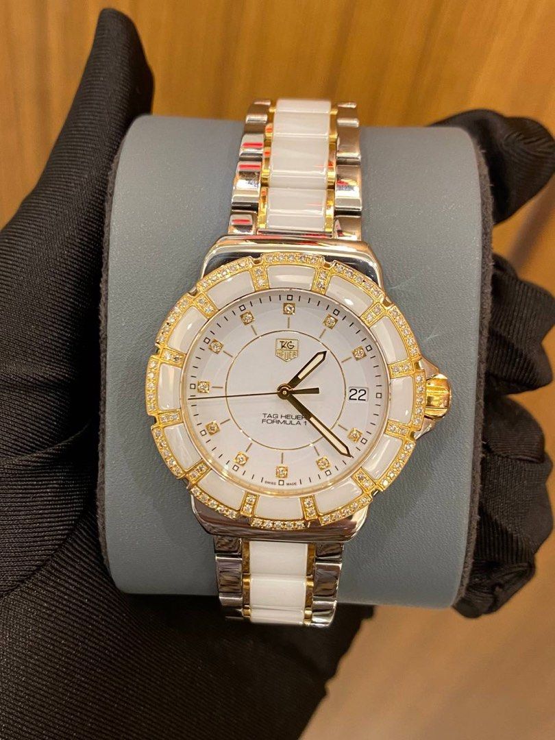 TAG HEUER LADY FORMULA 1 REF WAH1221 DIAMOND BEZEL DIAMOND DIAL 37MM AUTOMATIC YEAR 2018 WATCH FULL SET