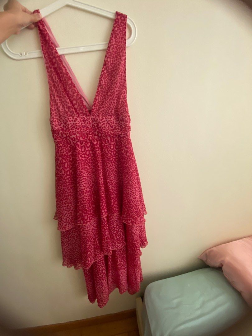Topshop pink leopard hot sale pinafore dress