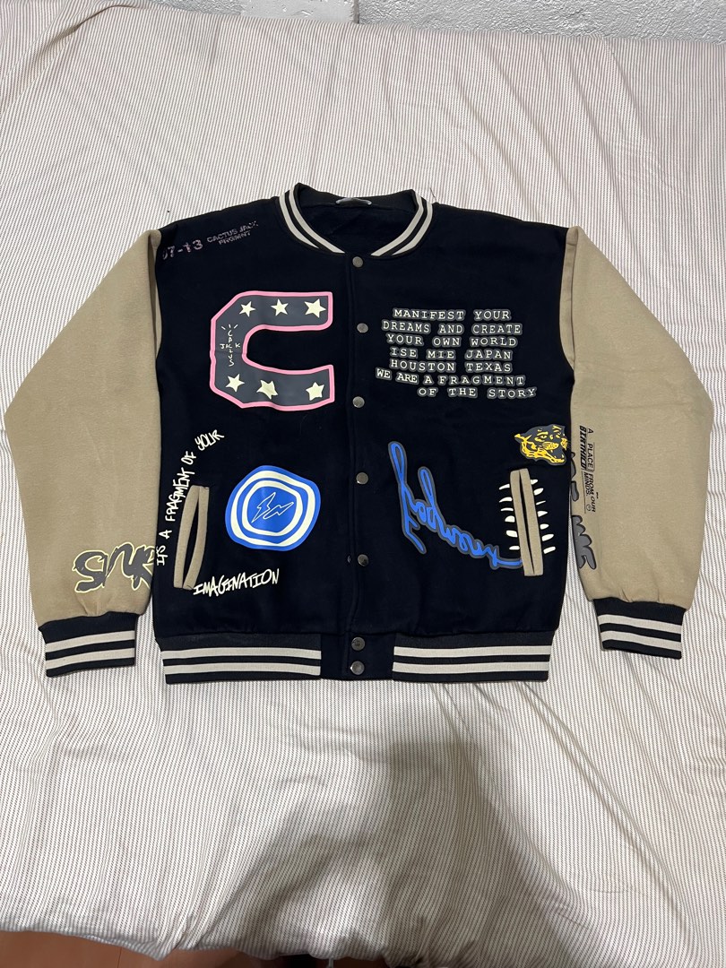 Buy Cactus Jack by Travis Scott For Fragment Manifest Letterman Jacket  'Black' - CJFR OJ11 BLAC