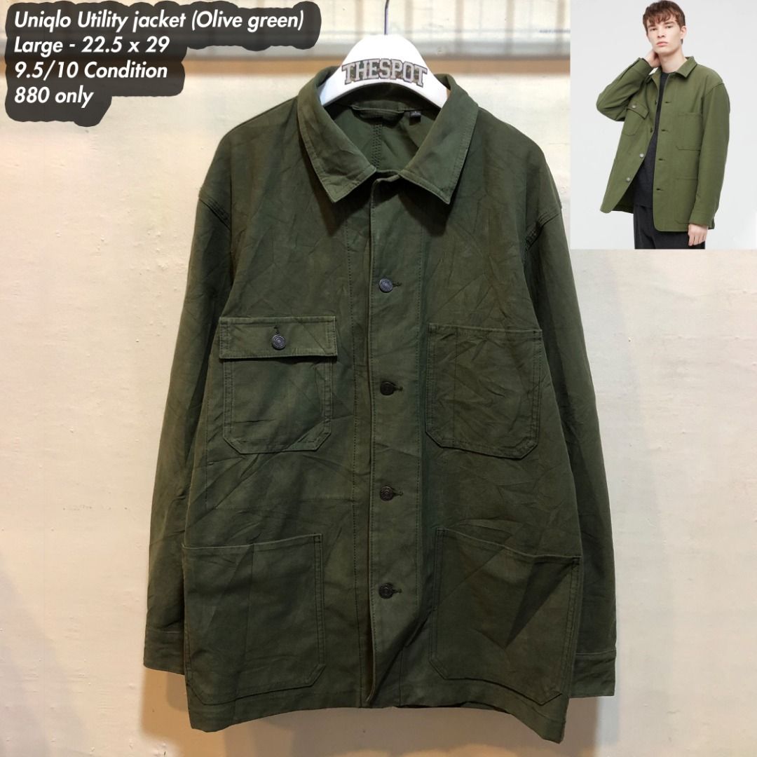 Uniqlo Utility jacket Olive Green Men s Fashion Coats Jackets