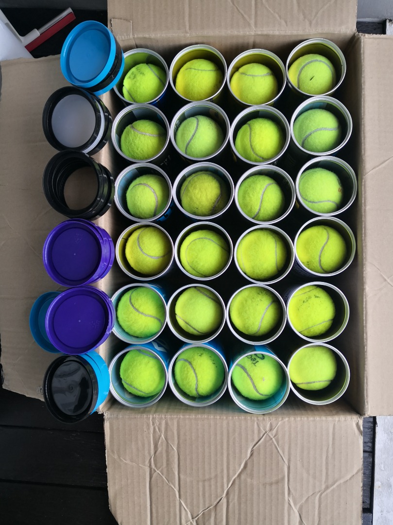 Used Tennis Balls 24 Cans., Sports Equipment, Sports & Games, Racket