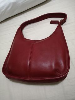 Authentic COACH Vintage Leather Ergo Zip Hobo Rare RED Shoulder Bag 9025