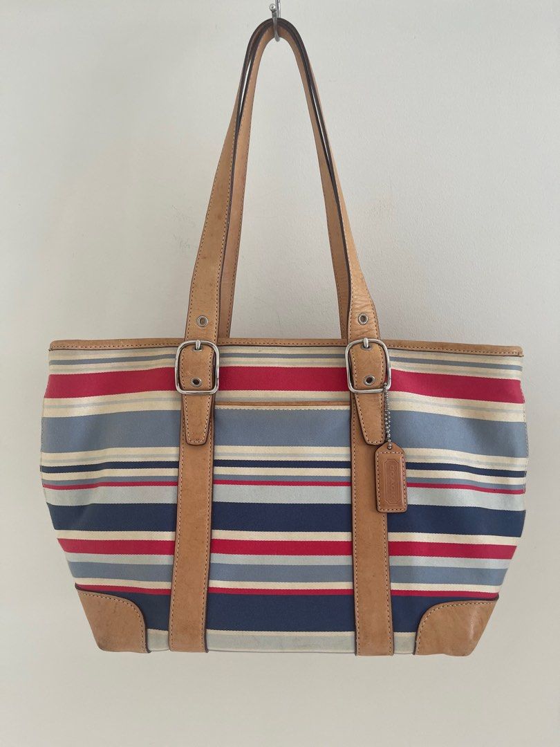 Coach bag with blue stripe discount