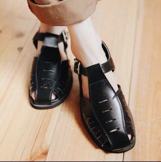 Vintage Czech Army Sandals 古董黑色涼鞋 26cm