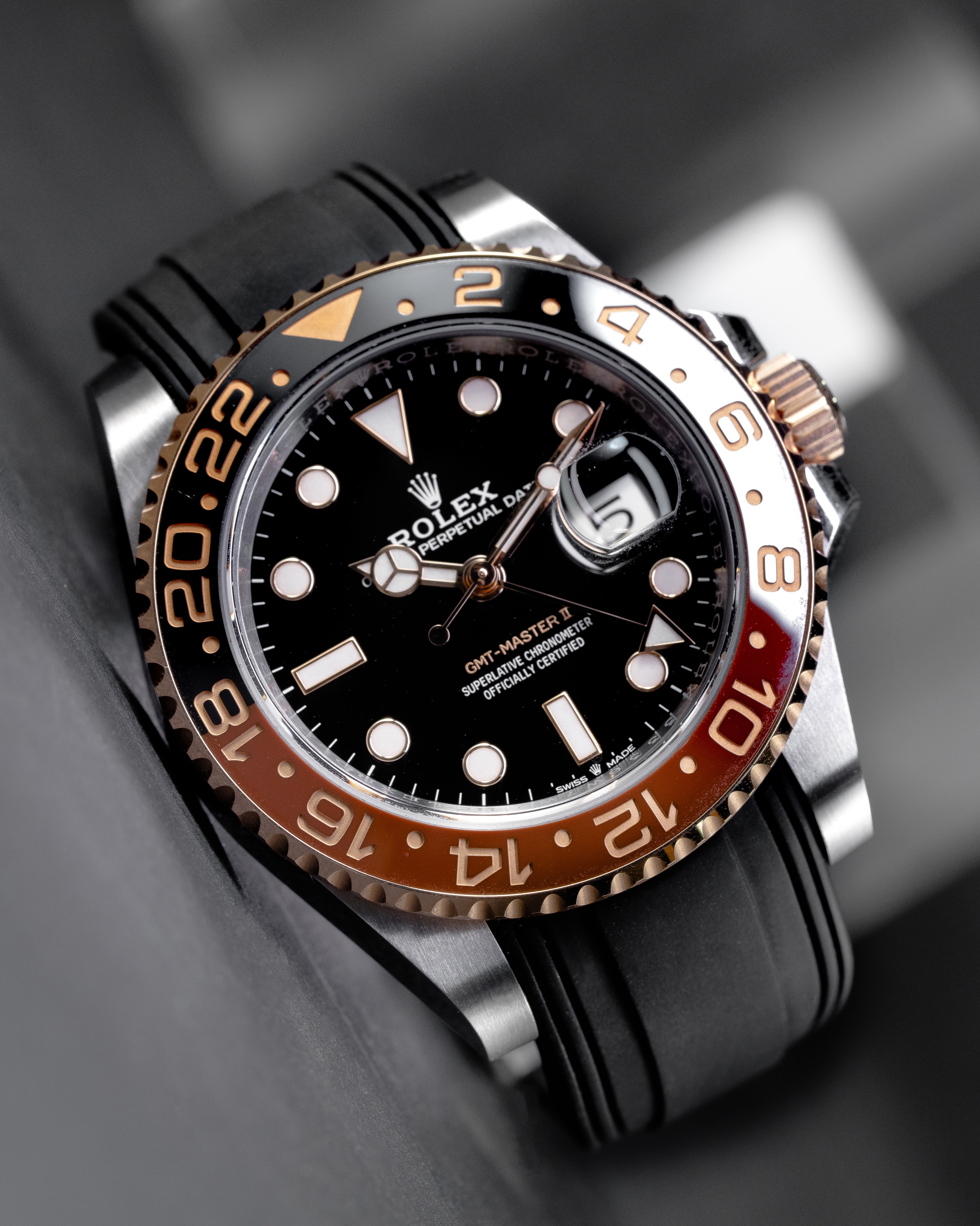 Rolex gmt rose gold rubber strap new arrivals