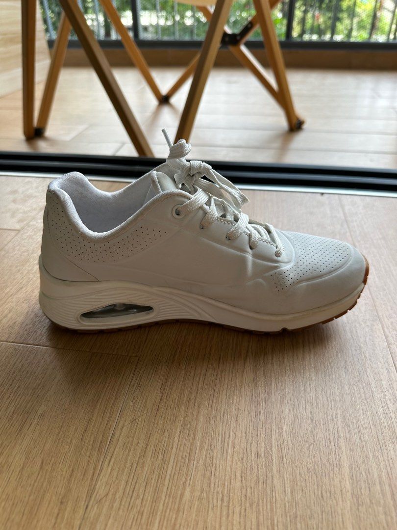 Skechers white store memory foam
