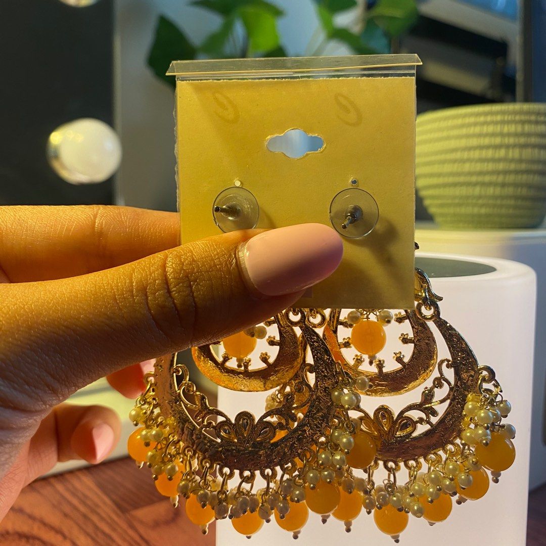 Yellow shop indian earrings