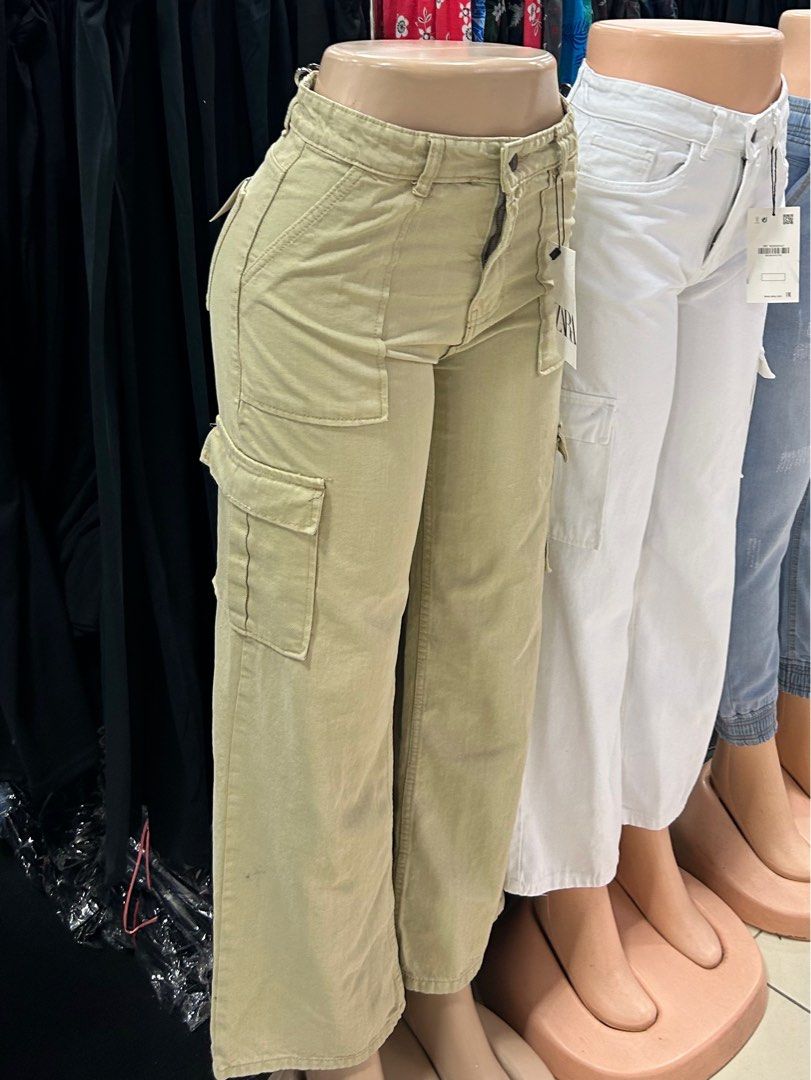 zara beige cargo pants, Women's Fashion, Bottoms, Jeans & Leggings on  Carousell