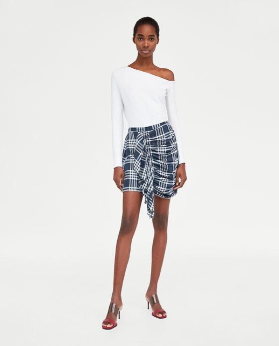 Short plaid skirt zara hot sale