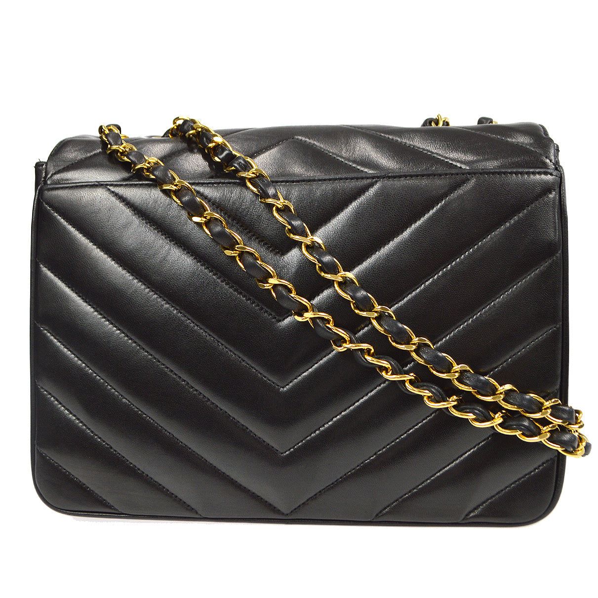 Chanel 1992-1994 Chevron Stitch Chain Shoulder Bag · INTO