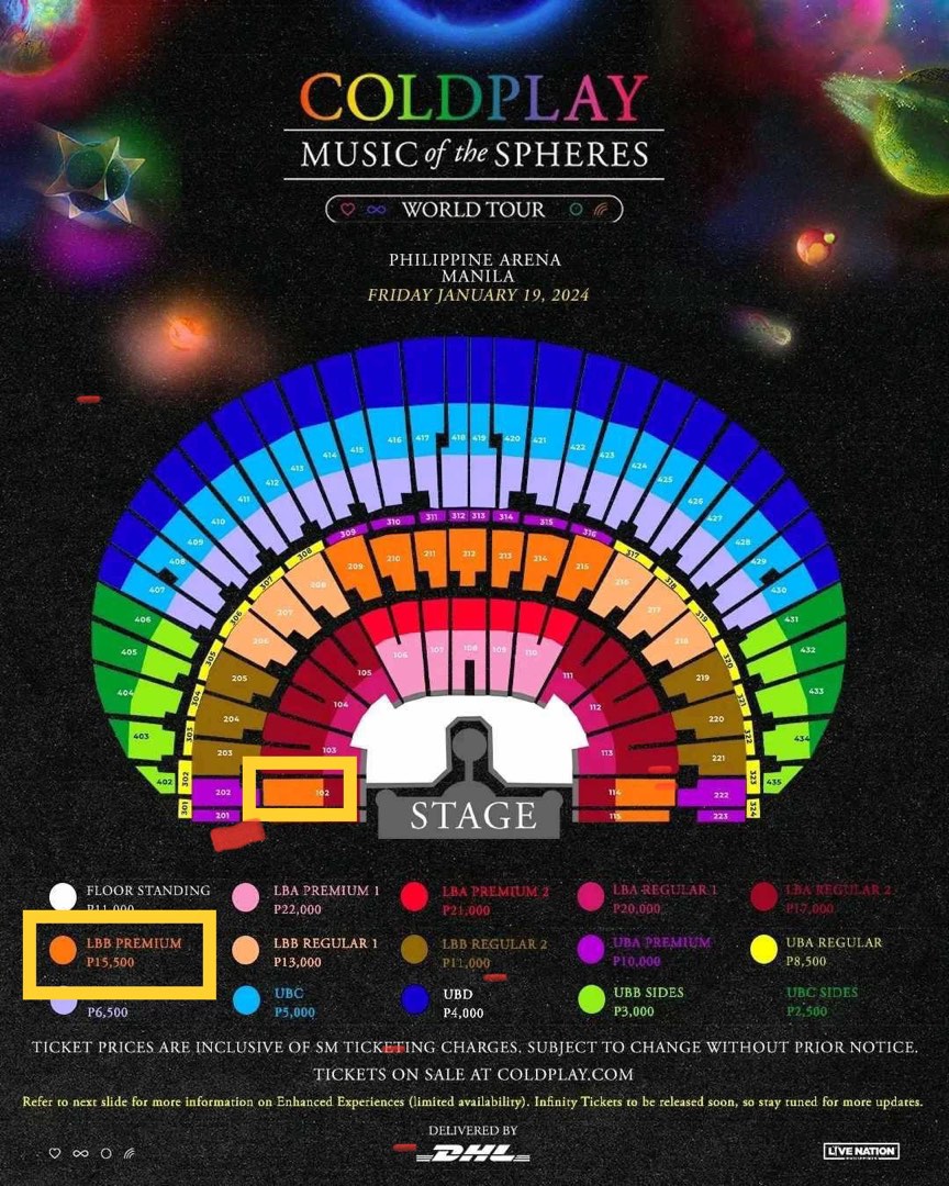 2 tickets Coldplay Music of the Spheres Manila Tour Day 2, Tickets