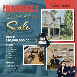3-Bedroom Townhouse For Sale at Prominence 2 Brentville, Mamplasan Laguna