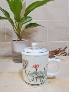 濾渣陶瓷馬克杯 350ml 陶瓷杯 茶葉 泡茶杯 濾茶葉 淡綠色水杯 杯子