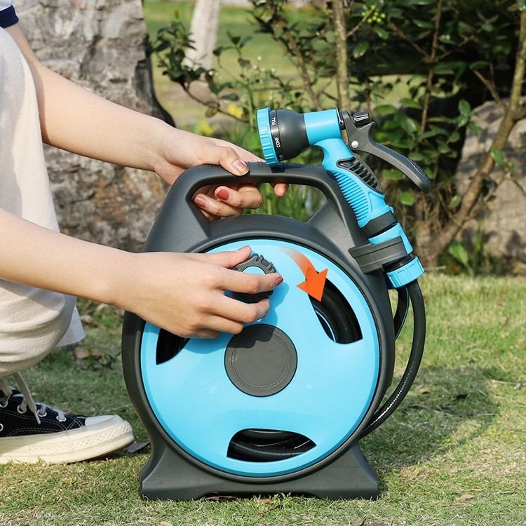🇸🇬𝗛𝗜𝗚𝗛 𝗣𝗥𝗘𝗦𝗦𝗨𝗥𝗘 12m Mini Car Garden Water Hose Reel Spray Gun Set with ...