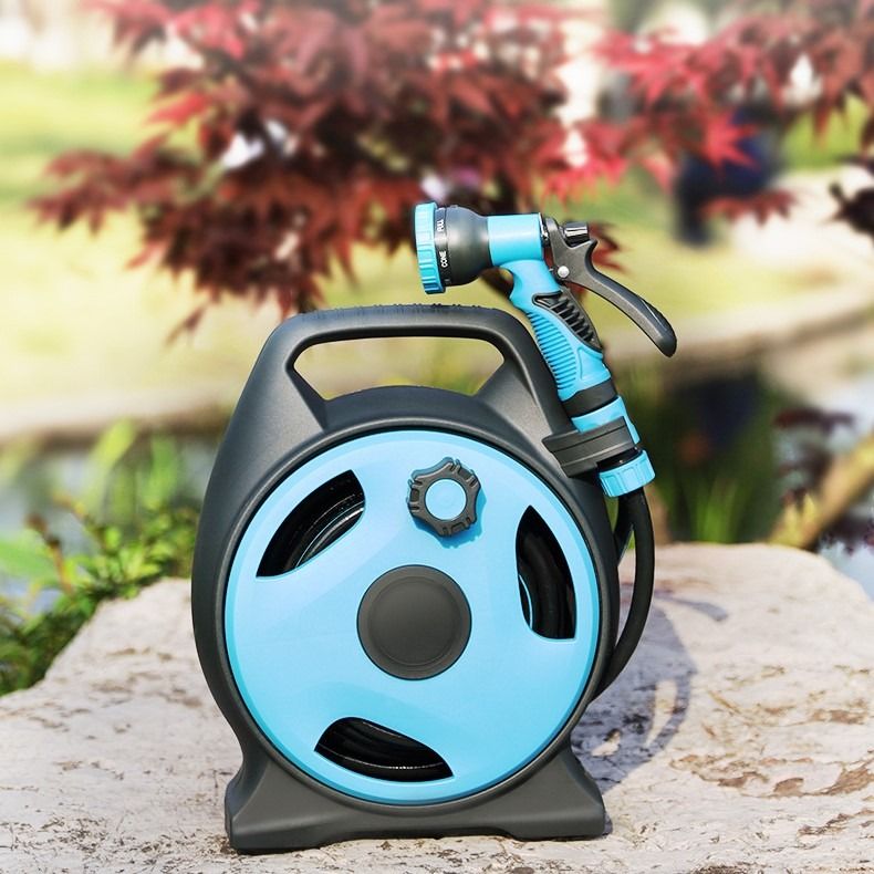 🇸🇬𝗛𝗜𝗚𝗛 𝗣𝗥𝗘𝗦𝗦𝗨𝗥𝗘 12m Mini Car Garden Water Hose Reel Spray Gun Set with ...